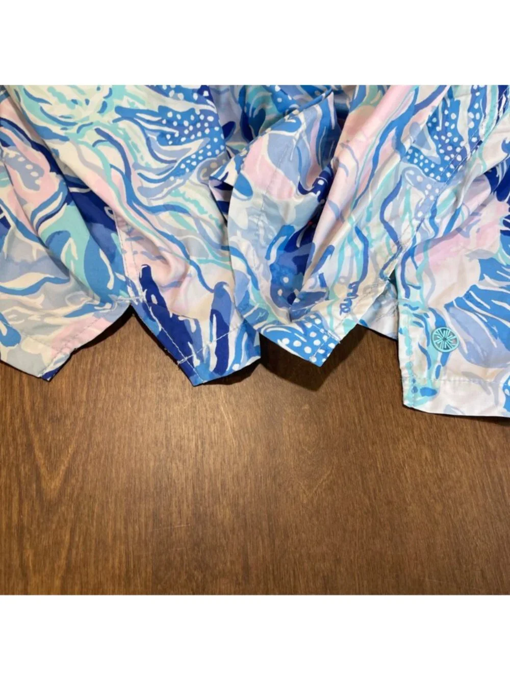 Lilly Pulitzer Capri Swim Trunks Men's‎ Size XL Blue Pink Coral Reef Print Beach